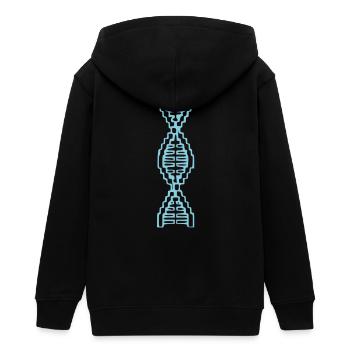 DNA Helix Pixel Art Blue - Teens Organic Zip-up Hoodie by Stanley/Stella - black - Back - AI Model Teenager Male light (155cm)
