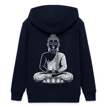 Buddha Design – Ruhe & innere Balance - Teenager Organic Kapuzenjacke Mini Cultivator von Stanley/Stella - Navy - Hinten - AI Model Teenager Male light (155cm)