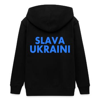 Ukraine - Teens Organic Zip-up Hoodie by Stanley/Stella - black - Back - AI Model Teenager Male light (155cm)