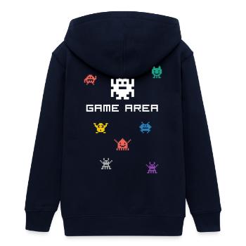 zone de jeu pixel nerd pc konsole retro gamer Monste - Veste à capuche ado bio Stanley/Stella - marine - Dos - AI Model Teenager Male light (155cm)