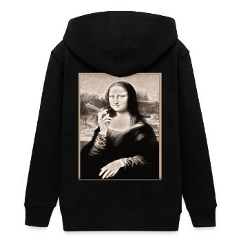 T shirt Mona Lisa Cigarette Modernisée - Veste à capuche ado bio Stanley/Stella - noir - Dos - AI Model Teenager Male light (155cm)