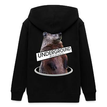 Underground Resistance - Murmeltier - Teenager Organic Kapuzenjacke Mini Cultivator von Stanley/Stella - Schwarz - Hinten - AI Model Teenager Male light (155cm)