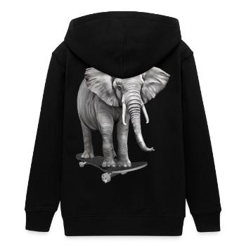 Elefant auf Skateboard - Skater Elefant - Sk8er - Teenager Organic Kapuzenjacke Mini Cultivator von Stanley/Stella - Schwarz - Hinten - AI Model Teenager Male light (155cm)