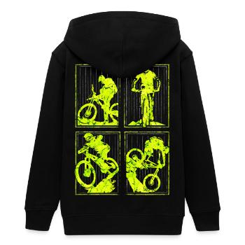 MTB | Mountainbike | Mountainbiken | Mountainbiker - Teenager Organic Kapuzenjacke Mini Cultivator von Stanley/Stella - Schwarz - Hinten - AI Model Teenager Male light (155cm)