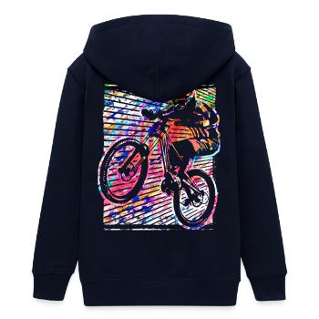 Mountainbike | Mountainbiker | Mountainbiken | MTB - Teenager Organic Kapuzenjacke Mini Cultivator von Stanley/Stella - Schwarz - Hinten - AI Model Teenager Male light (155cm)