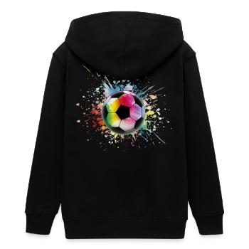 Fußball Regenbogen Bunter Ball - Teenager Organic Kapuzenjacke Mini Cultivator von Stanley/Stella - Schwarz - Hinten - AI Model Teenager Male light (155cm)