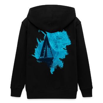 Segelboot - Teenager Organic Kapuzenjacke Mini Cultivator von Stanley/Stella - Schwarz - Hinten - AI Model Teenager Male light (155cm)