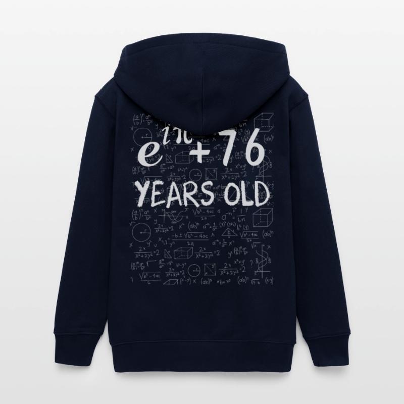 75th birthday 75 years Euler Identity math gift Teens Organic Zip-up Hoodie by Stanley/Stella