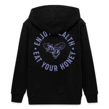 Enjoy health - eat your honey - Teenager Organic Kapuzenjacke Mini Cultivator von Stanley/Stella - Schwarz - Hinten - AI Model Teenager Male light (155cm)