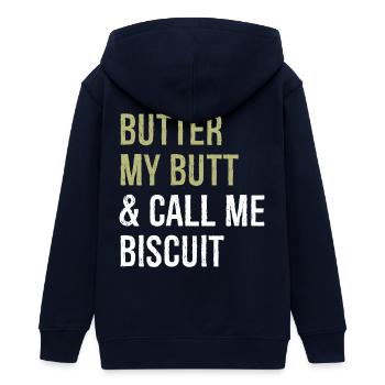Buttern Sie meinen Hintern und nennen Sie mich Keks-lustiges Hemd - Teenager Organic Kapuzenjacke Mini Cultivator von Stanley/Stella - Navy - Hinten - AI Model Teenager Male light (155cm)