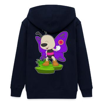 Butterfly Lollipop - Teens Organic Zip-up Hoodie by Stanley/Stella - navy - Back - AI Model Teenager Male light (155cm)