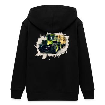 MB trac 1300 TRAC mit Anhänger - Teenager Organic Kapuzenjacke Mini Cultivator von Stanley/Stella - Schwarz - Hinten - AI Model Teenager Male light (155cm)