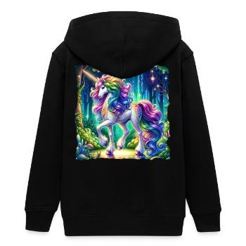 Fantasy Unicorn Horse Fans Unicorn Lovers - Teens Organic Zip-up Hoodie by Stanley/Stella - black - Back - AI Model Teenager Male light (155cm)