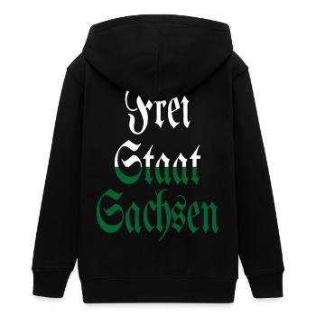 Free State of Saxony white green home - Teens Organic Zip-up Hoodie by Stanley/Stella - black - Back - AI Model Teenager Male light (155cm)