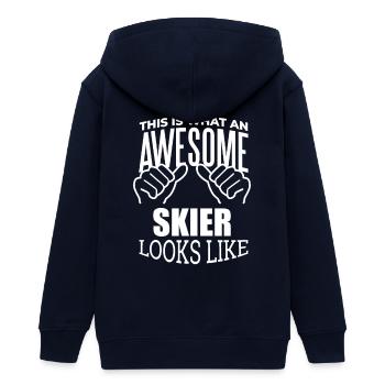Skiing - Teens Organic Zip-up Hoodie by Stanley/Stella - navy - Back - AI Model Teenager Male light (155cm)