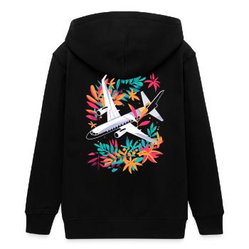 dessin animé d’avion - Veste à capuche ado bio Stanley/Stella - noir - Dos - AI Model Teenager Male light (155cm)