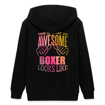 Boxing - Teens Organic Zip-up Hoodie by Stanley/Stella - black - Back - AI Model Teenager Male light (155cm)