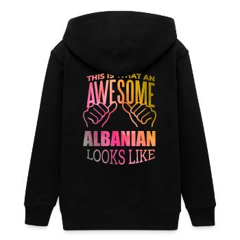 Albanien - Teenager Organic Kapuzenjacke Mini Cultivator von Stanley/Stella - Schwarz - Hinten - AI Model Teenager Male light (155cm)