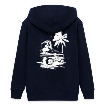 Rollschuhlaufen Zeichnung - Teenager Organic Kapuzenjacke Mini Cultivator von Stanley/Stella - Navy - Hinten - AI Model Teenager Male light (155cm)