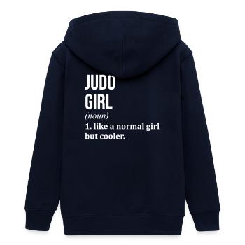 Judo - Teens Organic Zip-up Hoodie by Stanley/Stella - navy - Back - AI Model Teenager Male light (155cm)