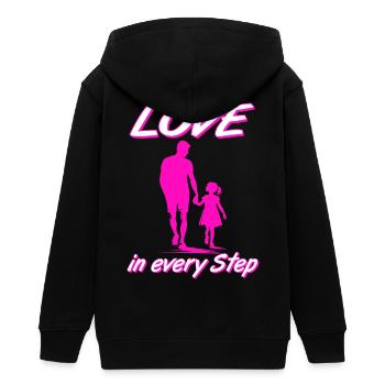 Love in Every Step Father Daughter Pink Silhouette - Teens Organic Zip-up Hoodie by Stanley/Stella - black - Back - AI Model Teenager Male light (155cm)