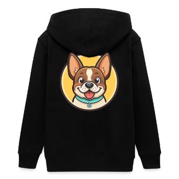 Castro Laboreiro race de chien dessin animé Kawaii Clipart - Veste à capuche ado bio Stanley/Stella - noir - Dos - AI Model Teenager Male light (155cm)