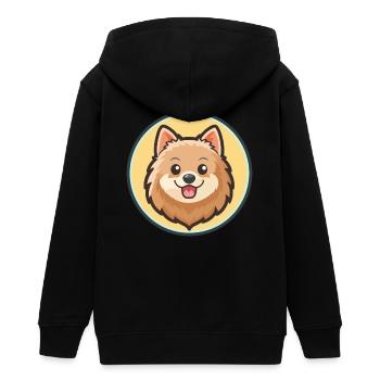 Spitz allemand chien race dessin animé Kawaii Clipart animal de compagnie - Veste à capuche ado bio Stanley/Stella - noir - Dos - AI Model Teenager Male light (155cm)