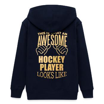 Hockey - Teenager Organic Kapuzenjacke Mini Cultivator von Stanley/Stella - Navy - Hinten - AI Model Teenager Male light (155cm)