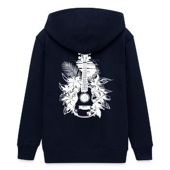 Bande dessinée ukulélé - Veste à capuche ado bio Stanley/Stella - marine - Dos - AI Model Teenager Male light (155cm)