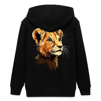 Löwe Mähne Junger Löwe Wilde Kleine Süße Löwen - Teenager Organic Kapuzenjacke Mini Cultivator von Stanley/Stella - Schwarz - Hinten - AI Model Teenager Male light (155cm)