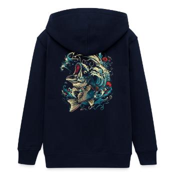 Fischen Cartoon Stil - Teenager Organic Kapuzenjacke Mini Cultivator von Stanley/Stella - Navy - Hinten - AI Model Teenager Male light (155cm)