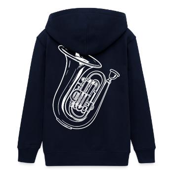 Tuba Drawing - Teens Organic Zip-up Hoodie by Stanley/Stella - navy - Back - AI Model Teenager Male light (155cm)