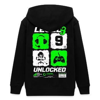 Niveau débloqué Gamer Anniversaire 9 ans - Veste à capuche ado bio Stanley/Stella - noir - Dos - AI Model Teenager Male light (155cm)