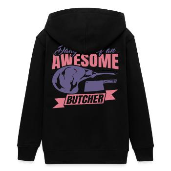 Tochter eines Metzgers - Teenager Organic Kapuzenjacke Mini Cultivator von Stanley/Stella - Schwarz - Hinten - AI Model Teenager Male light (155cm)
