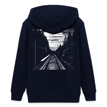 Eisenbahn Grafik - Teenager Organic Kapuzenjacke Mini Cultivator von Stanley/Stella - Navy - Hinten - AI Model Teenager Male light (155cm)