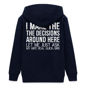 Je prends les décisions ici, permettez-moi de demander - Veste à capuche ado bio Stanley/Stella - marine - Dos - AI Model Teenager Male light (155cm)