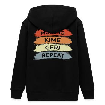Karate Techniken - Teenager Organic Kapuzenjacke Mini Cultivator von Stanley/Stella - Schwarz - Hinten - AI Model Teenager Male light (155cm)