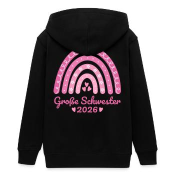 Große Schwester 2026 Regenbogen - Teenager Organic Kapuzenjacke Mini Cultivator von Stanley/Stella - Schwarz - Hinten - AI Model Teenager Male light (155cm)
