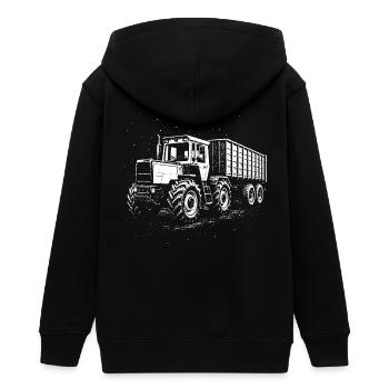 Kraftpaket bei Nacht - Teenager Organic Kapuzenjacke Mini Cultivator von Stanley/Stella - Schwarz - Hinten - AI Model Teenager Male light (155cm)
