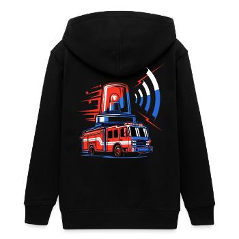 Feuerwehrauto mit Sirene - Teenager Organic Kapuzenjacke Mini Cultivator von Stanley/Stella - Schwarz - Hinten - AI Model Teenager Male light (155cm)