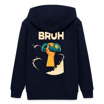 Mächtige kosmische Gehirnhand - Teenager Organic Kapuzenjacke Mini Cultivator von Stanley/Stella - Navy - Hinten - AI Model Teenager Male light (155cm)
