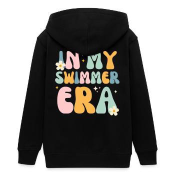In meiner Schwimmer-Ära - Swim Swimming Pool - Teenager Organic Kapuzenjacke Mini Cultivator von Stanley/Stella - Schwarz - Hinten - AI Model Teenager Male light (155cm)