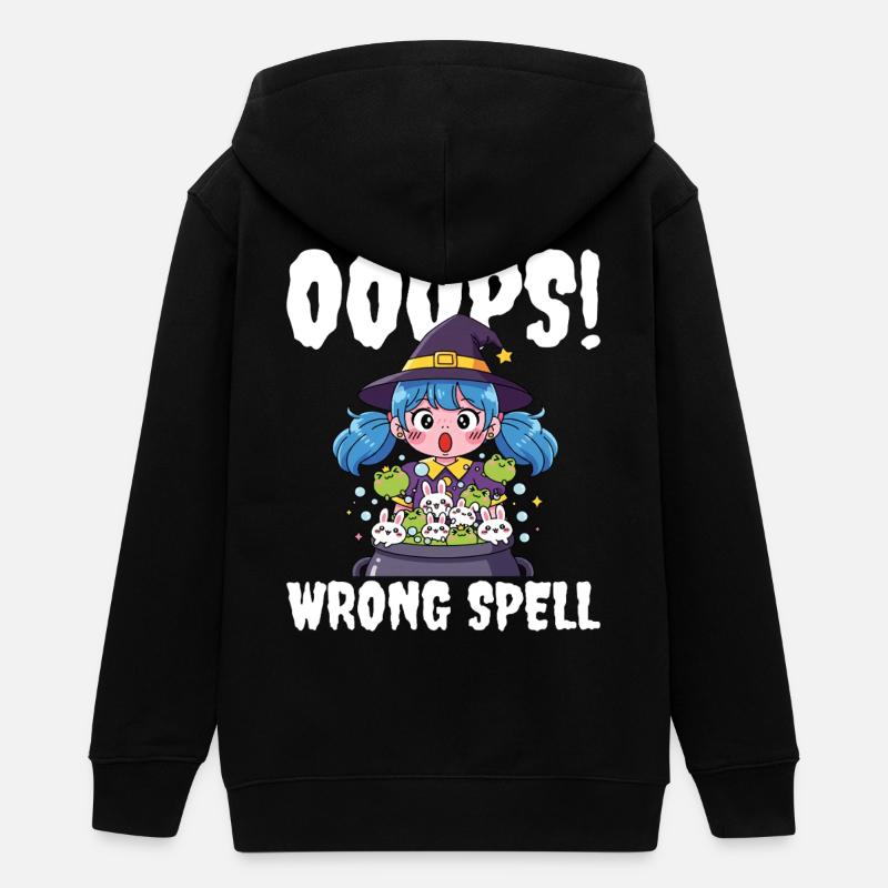 OOOPS! WRONG SPELL - WITCH HALLOWEEN - Teens Organic Zip-up Hoodie by Stanley/Stella - black