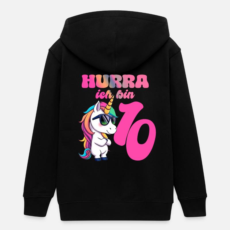 Licorne - Hourra, j'ai 10 ans - Veste à capuche ado bio Stanley/Stella - noir