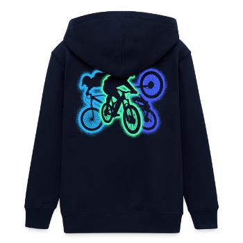 MTB Mountain Bike Downhill Silhouette Mountainbike - Teenager Organic Kapuzenjacke Mini Cultivator von Stanley/Stella - Schwarz - Hinten - AI Model Teenager Male light (155cm)