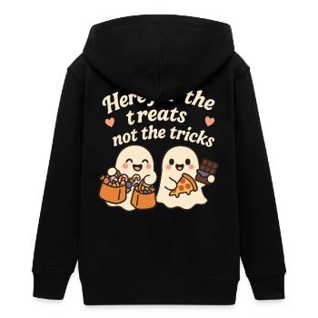 Hier für die Leckereien, nicht für die Tricks Halloween - Teenager Organic Kapuzenjacke Mini Cultivator von Stanley/Stella - Schwarz - Hinten - AI Model Teenager Male light (155cm)