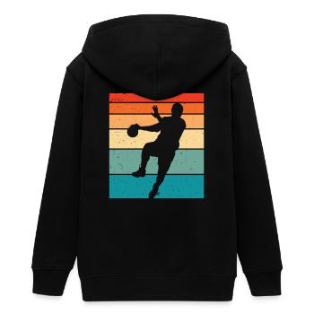 Retro Handball Handballer - Teenager Organic Kapuzenjacke Mini Cultivator von Stanley/Stella - Schwarz - Hinten - AI Model Teenager Male light (155cm)