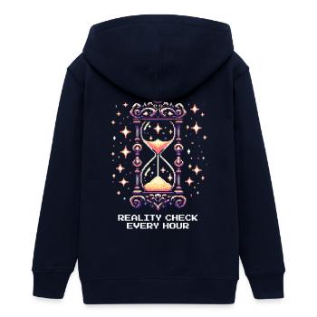 Quête principale : Rappel à la réalité toutes les heures | Rêve lucide - Veste à capuche ado bio Stanley/Stella - marine - Dos - AI Model Teenager Male light (155cm)