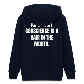 Ein ungutes Gewissen ist ein Haar im Mund - Teenager Organic Kapuzenjacke Mini Cultivator von Stanley/Stella - Navy - Hinten - AI Model Teenager Male light (155cm)