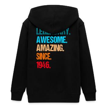 80. Geburtstag Jahrgang 1946 Shirt - Teenager Organic Kapuzenjacke Mini Cultivator von Stanley/Stella - Schwarz - Hinten - AI Model Teenager Male light (155cm)